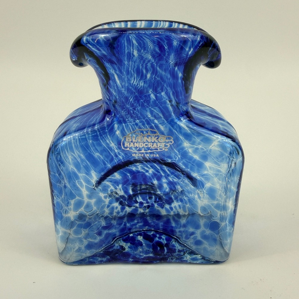 Blenko 384N Special Edition Helios Pluto Nano Water Bottle Crystal Blue Frit